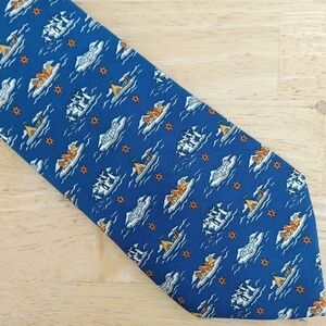 Salvatore Ferragamo Blue Nautical Pattern Tie